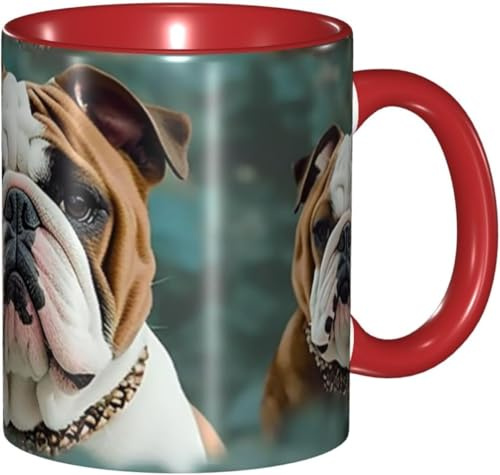 Aquarelle tasses en porcelaine Drôle de cow-dog anglais Tasse en Céramique café personnalisée Tasses de Petit déjeuner pour Anniversaire Amies 330ml