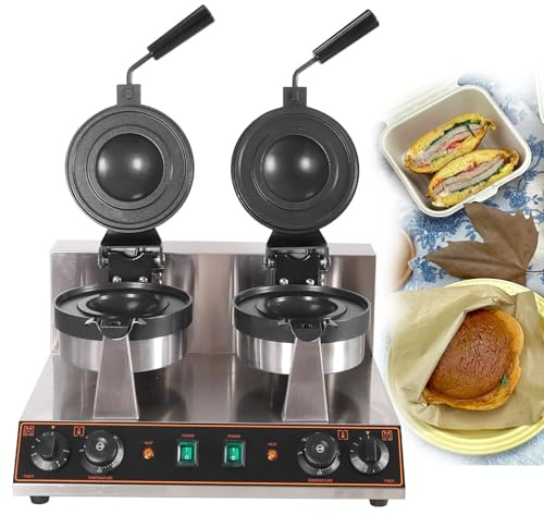 ZHDANB Plancha panini Temporizador Disquera Pan Cubano Industrial 50℃~300℃ Prensa de Hamburguesas Comercial Máquina para paninis para restaurantes/cafeterías/Camiones de Comida doubleheadrotating