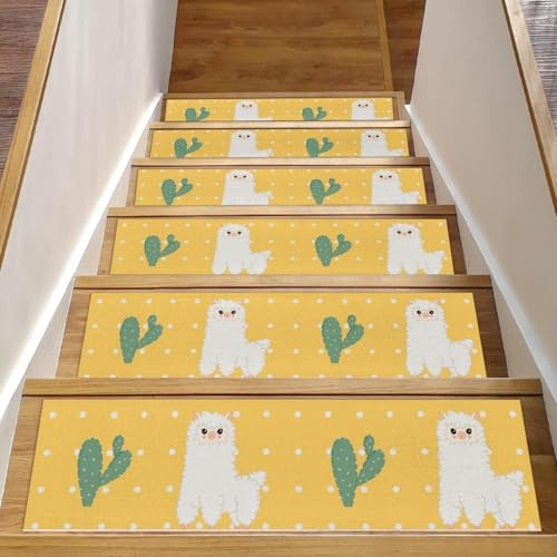 RODAILYCAY Staicase - Tappeto antiscivolo per scale, 76 x 20 cm, per gradini in legno per interni, bordatura, tappetino per bambini, anziani e cani, confezione da 15