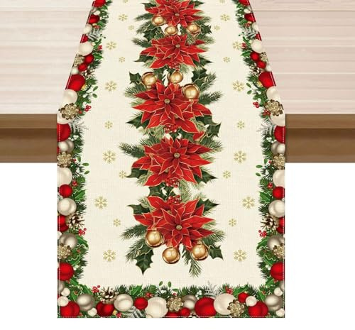 Xanthelle Caminero de Mesa Navidad, Caminero de Mesa Navidad, Decoración Navideña Interior & Decoración Navideña, Caminero de Mesa Decoración Navidad 13x72 Pulgadas
