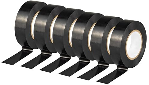 urcianow Ruban Isolant PVC Noir 19mm 18m Lot 6 Rouleaux | pour Réparation Express et Dépannage Électrique, Idéal pour Câbles Extérieurs et Raccords Étanches.