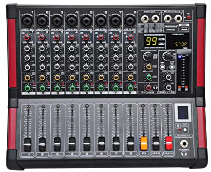 DJ-Mixer, 8 Kanäle (Mono) Mischpult mit Record 99 DSP Effekt USB Funktion Professioneller Mixer