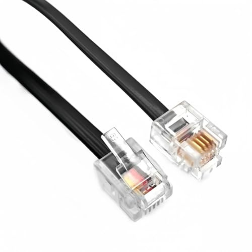 JZK 3M RJ11 6P4C Telefonkabel, Highspeed-Breitbandkabel, Internet-DSL-Kabel, ADSL-Kabel, Flaches Telefonkabel für Festnetztelefon/Modem/Router, Schwarz