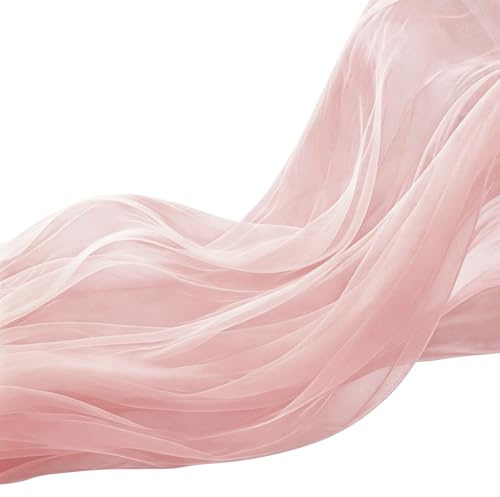 Weicher Organza Tüllstoff 160cm x 3 Meter/5M/10M, Transparenter Netzstoff Dekostoff Zum Nähen Für Hochzeit, Party, Torbogen, Kleid, Tüllrock, Schleier Und DIY Deko (Rosé Beige, 160cmx5m)