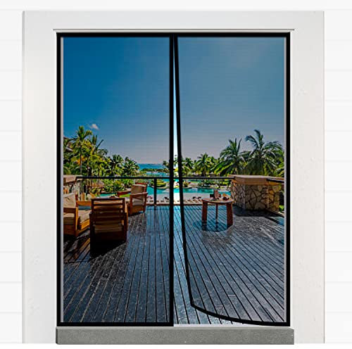 Magnetic Screen Door for 72x80 French Door, Durable Fiberglass Double Door Screen Mesh Curtain Fits Door Opening up to 70 x79‘’ Keep Bugs Out