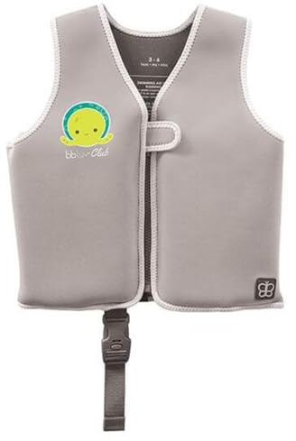 bblüv - Näj - Neoprene Swimming Jacket with Floats for Children, Grey, (3-6 Years)