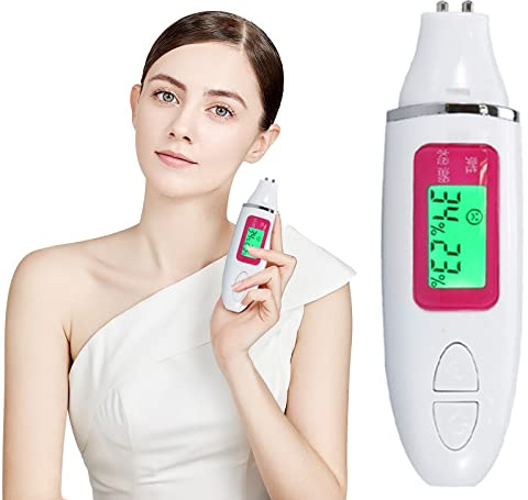 Sonew Haut Analysator, Gesicht Sensor Tester Tragbare Digitaler LCD-Display Hautfeuchtigkeit Tester Wasser Öl Tester Hautanalysator für Zuhause, Salon, Reisen(Weiß)
