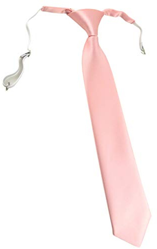 TigerTie Cravate unie pour enfant - Prénouée avec élastique. - Rose - Taille Unique