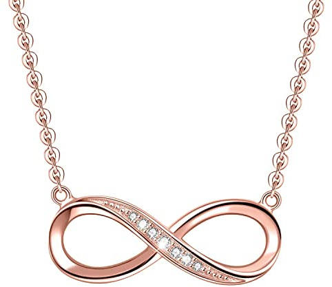 AMIGUO Infinity Necklaces For Women, 925 Sterling Silver Necklace Infinite Pendant Jewelry Rose Gold Plated