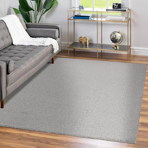 Teppium Moderner Kurzflor Teppich Wohnzimmer 140 x 200 cm Hellgrau - Waschbarer Teppich Dichtere, Flauschig, Extra Weich und Einfarbig - für Schlafzimmer, Esszimmer oder Küche