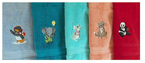 Besticktes Gästehandtuch Kinderhandtuch mit Tieren und Name | Handtuch in mehreren Farben mit verschiedenen Stickmotiven