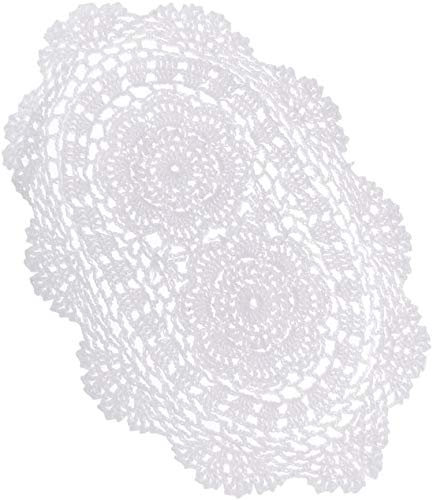 EnjoyMSS Handmade White Oval Crochet Cotton Lace Table Doilies Use as Placemats, Table Toppers or dressing up sofa 15X11Inch