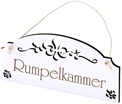 Schild Rumpelkammer - Vintage Türschild mit Ornamenten 22 x 11 cm