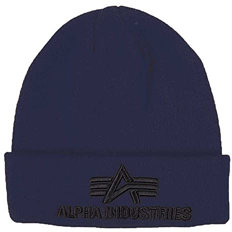 Alpha Industries 3D Beanie Strickmütze aus Acryl für Herren Rep.Blue