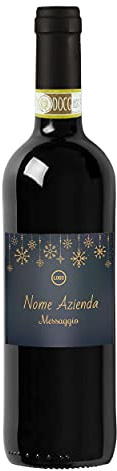 Bottiglia personalizzata di Vino Nobile di Montepulciano DOCG - Gadget aziendale personalizzato, Idea per regali aziendali, strenne natalizie e merchandising (0,75L, Fiocchi di neve)
