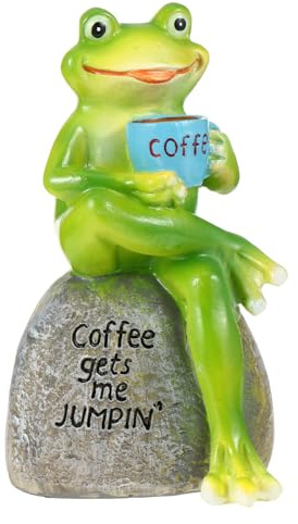 Yardwe Harz Frosch Ornament Schreibtischdekor Gartenfigur Für Innen Und Außen Wohnzimmer Büro Dekoration 16X8.5X5.3Cm Geschenkidee Für Familie Und Freunde