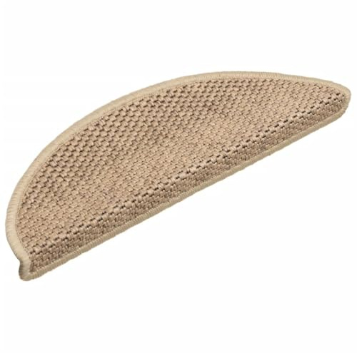 vidaXL Alfombrilla Autoadhesiva de Escalera 15 uds, Alfombrilla con Aspecto de Sisal, Protector Antideslizante de Peldaño, Tela Arena 56x17x3 cm