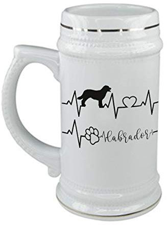 bubbleshirt Boccale da birra elettrocardiogramma - labrador - in ceramica - capienza 50 cl - idea regalo - cane