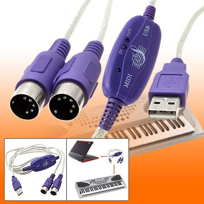 Ruilogod USB MIDI Cavo adattatore di interfaccia per tastiera per PC