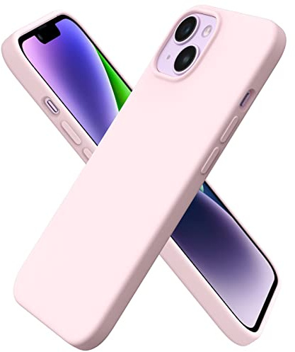 ORNARTO for iPhone 14 Case, Slim Liquid Silicone Cover-Chalk Pink