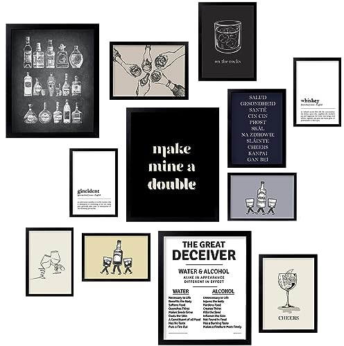 97 Decor Bar Cart Accessories - Fashion Bar Decor for Home Vintage Bar Pictures, Whiskey Posters for Men, Cool Cocktail Prints for College Dorm