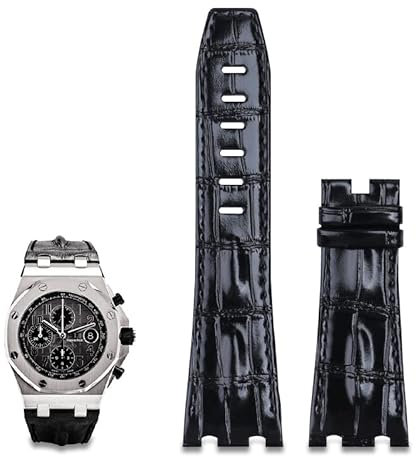 KAPPDE Bracelet en cuir importé de 28 mm pour Audemars Piguet 42 mm pour bracelet de montre Royal Oak Offshore 15710/15703, Without Buckle, Agate