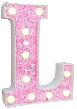 Le Lettere dell'alfabeto Rosa a LED Si Illuminano per la Luce Notturna, per la casa, per Feste di Compleanno, Matrimoni, Natale, Bar. L
