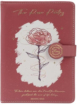 MEGAUK A5 Romantisches Notizbuch, The Rose Poetry Tagebuch, Französisches Blumen Muster Reisetagebuch Notebooks