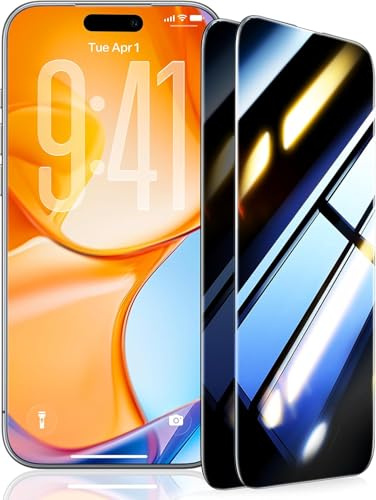 UltraGlass TOP 9H+ Armor for iPhone 15 Pro Privacy Screen Protector [NO.1 Military Grade Shatterproof] Privacy Screen iPhone 15 Pro Tempered Glass [100% Anti-Spy] Longest Durable, 2 Pack