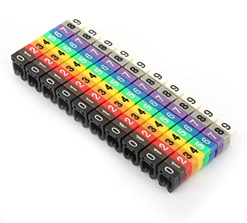Etiqueta de Número de Cable de Tubo de Número Digital, Marcador de Cable de Tubo Clip Colorido en Marcadores de Cable Etiquetas de Número de Cable Eléctrico (100PCS KCM-4MM 4