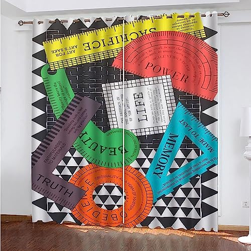 Lärmschutzvorhang Ösen Kinderzimmer Junge Verdunkelungsvorhang Blickdichter Gardinen 3D Hd Druck Digitale Geometrie Für Kinder Muster 2Er Set 2 X 91.5 X 214 Cm Vorhänge Schlafzimmer Fenster -0E6Z5O6R8