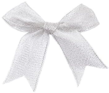 50 Stk 8.5x8.5cm Satinband Schleifen,Satin Band Deko Schleifen Fertigschleife Geschenkschleifen für DIY Handwerk Hochzeit Weihnachten Valentinstag Deko Karte Herstellung von Verzierungen,Silber A