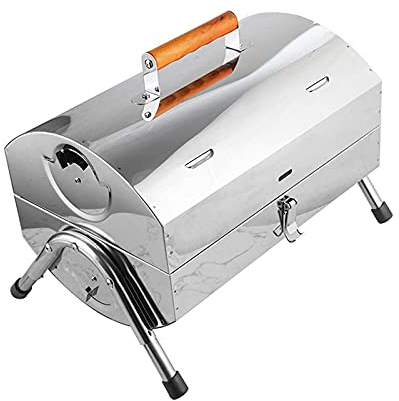CRBUDY Kleiner BBQ-Grill, tragbarer Holzkohlegrill, Kleiner BBQ-Räuchergrill, Tischgrill, zum Kochen im Freien, Camping und Picknick