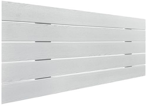 DHOME Sänggavel i Återvunnet MDF-Trä Horisontell Pallstil Pallbädd Inkluderar Beslag (105x46 Palet 5, Vit Trä)