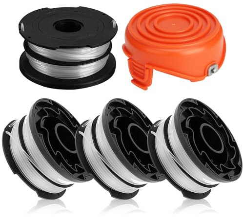 DF-065&DF-065-BKP 90517175 Dual Line Replacement Spool Compatible with Black and Decker Weed Eater GH710 GH700 GH750 Replacement Spool 36ft 0.065 + RC-065-P,5-Pack (4 Line Spool + 1 Cap)
