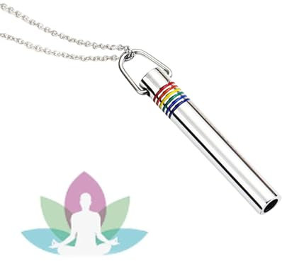 TJUSPIRIT Edelstahl Atemkette Atmungshalskette, Rauchentwöhnung Kette, Stressabbau Kette Zur Druckentlastung Reduziert Angstzustände für Damen Herren Meditation Spirituelle Geschenk(Silber)