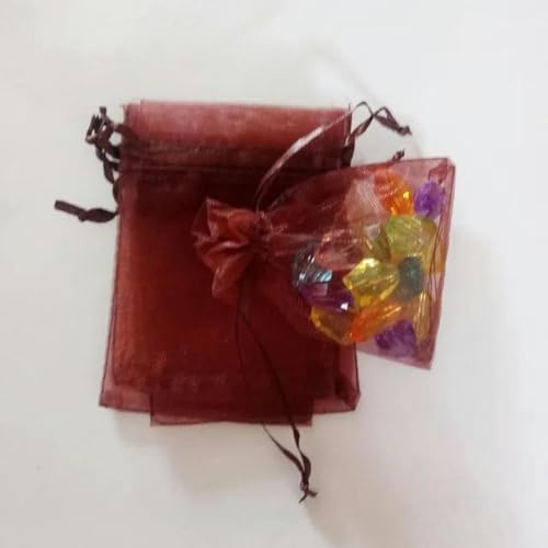 50 Stück 17 x 23 20 x 30 Schmuckverpackungen zum Ausziehen, Organzabeutel, Schmuckbeutel, Hochzeit, Party, Dekoration, Geschenktüten, Schmuckverpackungsbeutel, Rotbraun, 30 x 40 cm