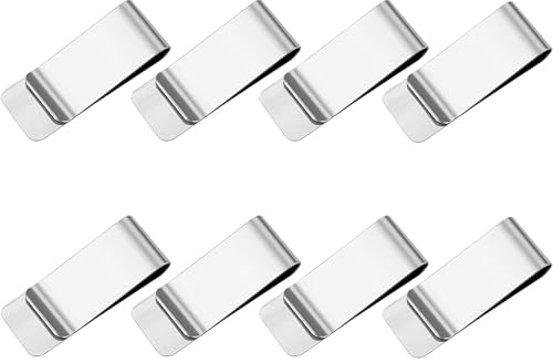 PGKDYC 8Pcs Money Clip, Stainless Steel Money Clips, Money Clips for Men UK, Silver Slim Money Clip, for Men and Women Cash, Invoice, Business Card, Credit Card