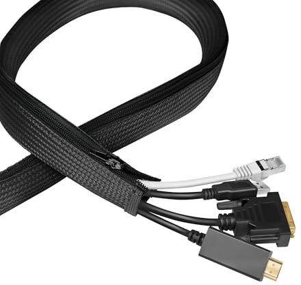 LogiLink KAB0082 - Kabelschlauch mit Reißverschluss, Ø 30 mm, Farbe: Schwarz, 5 m