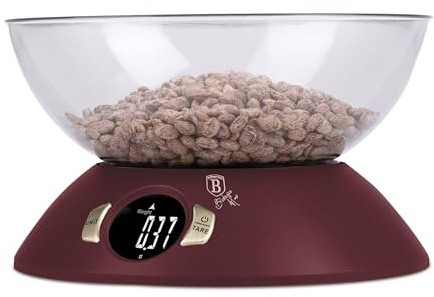 Berlinger Haus Bilancia digitale a ciotola/Leonardo Collection/Bilancia da cucina elettronica/Affidabile, funzionale, robusta e facile da usare/bordeaux opaco
