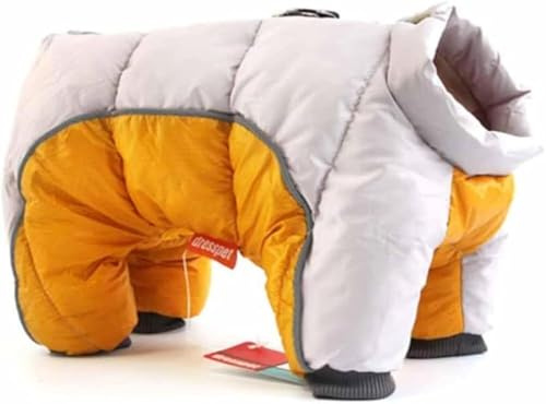 Gepolsterte Hundejacke für den Winter, 4-Beine-Abdeckung Warme Jacke Wasserdichter Hundemantel, Haustier-Kleidung für drinnen draußen für kleine mittlere große Hunde (Gelb, 5XL)