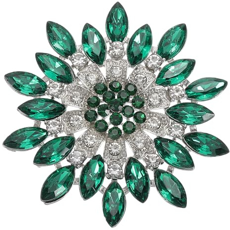 PATIKIL Broche de Tournesol en Strass, Broche de Fleur en Diamant de Cristal pour Femmes Costumes Vêtements Robe Bouquet Manteau Chapeau Sac Artisanat Fête, Vert