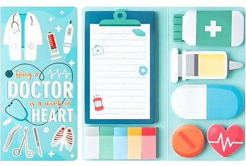 Bailinks 440 Blätter Haftnotizen Set - Lustige Memo Pads Design, Selbstklebende Notizzettel für Schule, Büro, Lehrer Geschenke, Schülerbedarf, Kinder Page Marker, Schreibwaren Zubehör (Medizinisch)