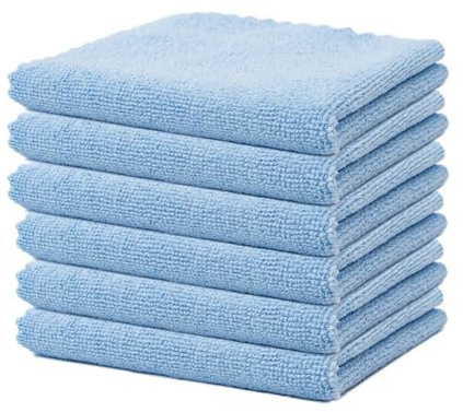 SMTCM 12 Stück Mikrofaser Reinigungstücher Lappen 25 * 25CM Blau Allzwecktücher Weich Putztüch Mikrofasertücher Saugfähige Küche Tücher Geschirrtücher Fusselfrei Waschbare Putzlappen für Haus Auto