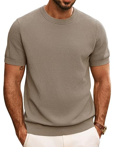 PJ PAUL JONES Camisetas Manga Corta Hombre Basica Casual T Shirt con Cuello Redondo Camel M