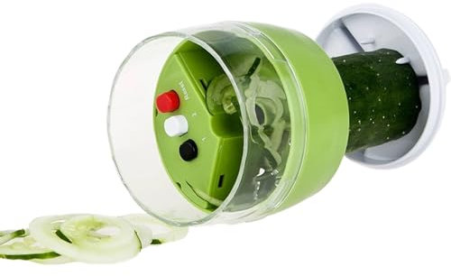 HUATEEN Spiralizzatore di Verdure,Taglia Verdure a Spaghetti in Plastica e Acciaio Inox 4in 1 Affettatrice a Spirale Manuale per Fare Pasta Vegetale,Cetriolo,Carote Tagliuzzati