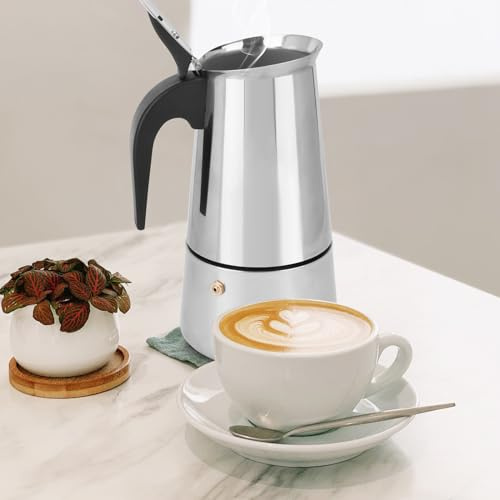 Wowlela Cafetière à expresso pour cuisinière, 450 ml/9 tasses, cafetière italienne à moka, cafetière à moka en acier inoxydable, machine à expresso percolateur, machine à café à moka compatible avec