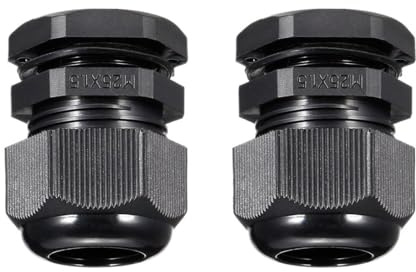 MACHSWON 2Pcs M25 Cable Gland – Durable Threaded Wire Connector with Locknut for 10-15mm Dia Cable Wire, Black