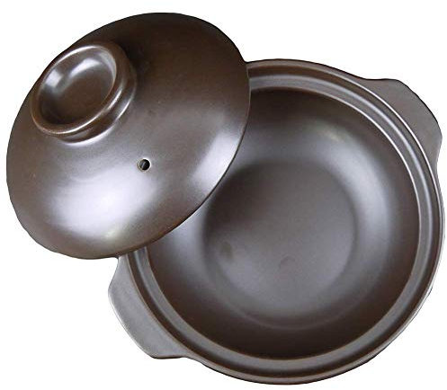 SUNMME Casseruola Rotonda in Ceramica, pentola di Terracotta Resistente al Calore, zuppa in Argilla con Coperchio e Manico. Pentola a Cottura lenta. Marrone Caldo B 1,05 Quarti