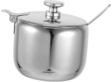 TOPPERFUN Zuccheriera in Acciaio Inossidabile Con Coperchio e Cucchiaio 250 Ml Contenitore Per Zucchero e Spezie Per Uso Domestico Contenitore Rotondo Multiuso Per Cucina